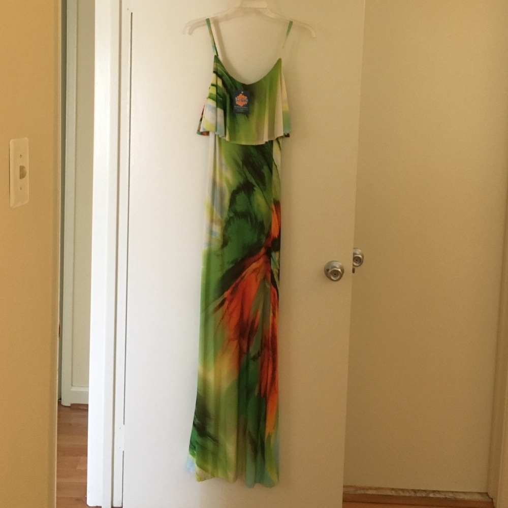 FREE W/ ANY $5 PURCHASE Tropical Maxi Green Dress